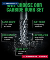 Carbide Burr SF-1 6.35mm (1/4″) Shank – 1 Pc Double Cut Die Grinder Bits for Mil