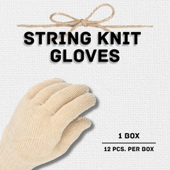 Women’s Small Size – Cotton Blended String Knit Gloves – Tan – 12 Pairs