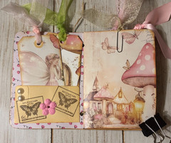 Junk Journal Handmade Booklet Book Vintage “Pink Fairies” Pockets, Ephemera