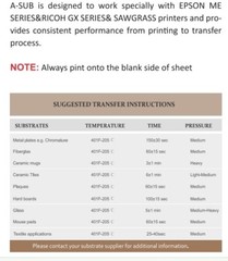 Sample Pack A-SUB Sublimation Paper 8.5×14 125g Inkjet Heat Transfer 50 Sheets