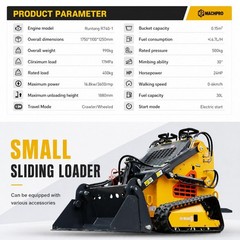 New Skid Steer Loader 24HP 4-in-1 Bucket 3-stage hydraulic pump Free Shipping