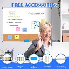 36 X 24 inches Magnetic Dry Erase Board with Aluminum Frame, Whiteboard