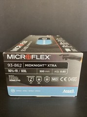 Ansell Nitrile Gloves 2X Large Black Long Cuff 10 Boxes of 100 Gloves Each