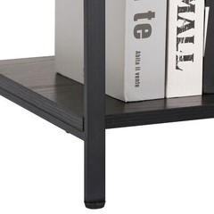 2-Shelf Durable Bookcase Steel Frame Bookrack Mini Retro Display Bookshelf Black