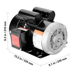 VEVOR 1.5HP Electric Motor 3450RPM AC115V/230V 56 Frame 1-Phase 5/8″ Keyed Shaft