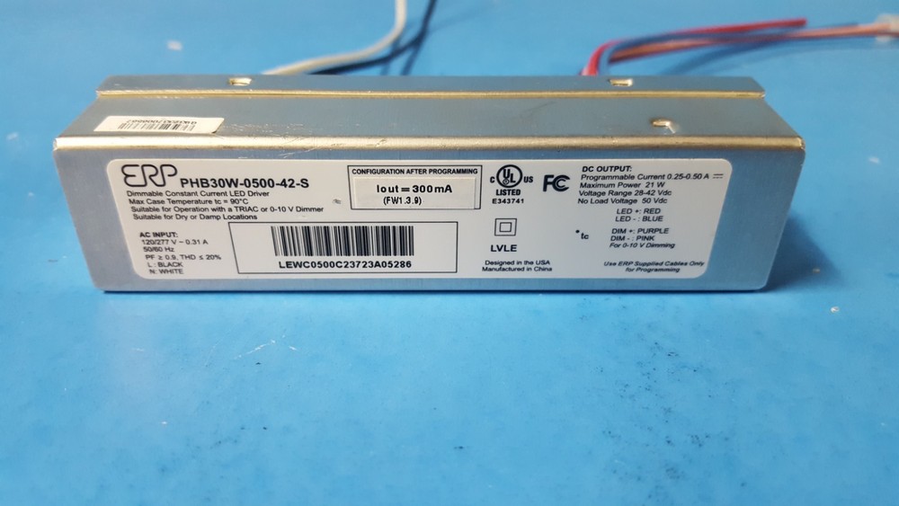 Dimmable LED Driver, PHB30W-0500-42-S, 28-42V , 300mA, 21W, Constant Current