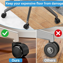 Office Chair Wheels Replacement 2 Inch Rubber Casters Heavy Duty Set of 5 Black