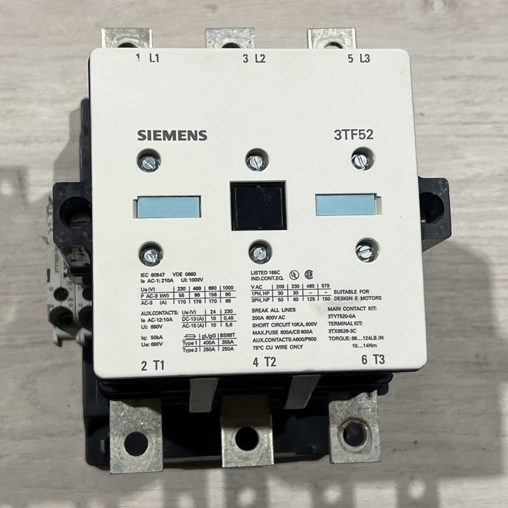 🔥SIEMENS 3TF5222-0AK6 Contactor 200A 600VAC 110/120V Coil, Used, Free Ship🇺🇸