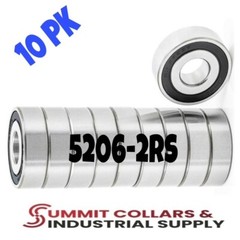 5206-2RS Angular Contact Ball Bearing, 30mm Bore X 62mm OD X 23.8mm W