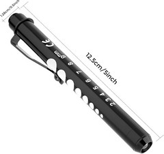 Lightweight Medical LED Penlights with Ruler & Pupil Gauge – Black/White