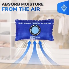 100g [ 6 Packs] Rechargeable Desiccant Packs for Storage, Color Indicating Silic