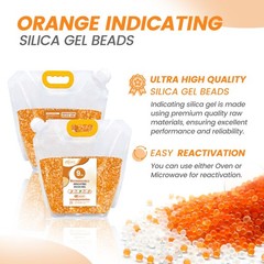 9 LBS Adsorbco Desiccant Beads, Indicating Silica Gel Beads (orange white mix ）