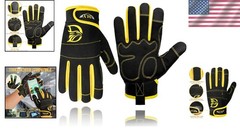Durable Synthetic Leather Work Gloves with Impact Protection for Outdoor Use