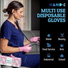 Pink Nitrile Disposable Gloves Nail Tech Hair Dye & Stylist Cleaning Gloves 50ct
