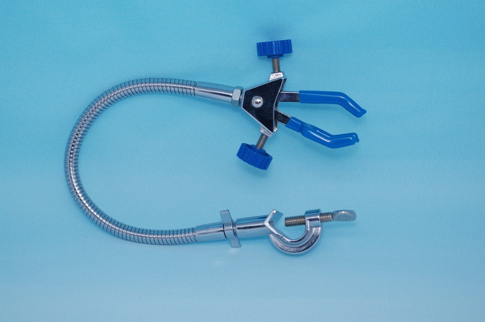 Lab snake S-shaped DOUBLE ADJUSTABLE Three Finger prong UNIVERSAL CLAMP new