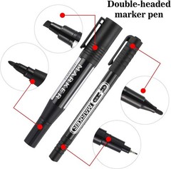 Blulu 6 Pcs Black Permanent Markers Variety Pack Double Sided Permanent Marker P