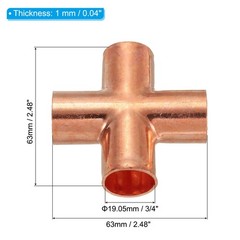 3/4″ 19.05mm Copper Cross Pipe Fitting 4 Ways Welding Copper Connector