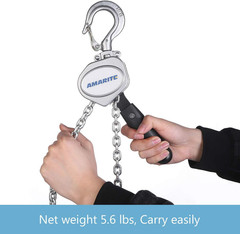 Mini Lever Chain Hoist 1/2 Ton，Small Come along 1100 Lbs 5Ft Lift ，Weighs Just 5