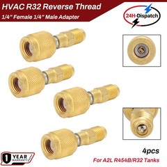 HVAC R32 Reverse Thread 1/4” Female 1/4” Male Adapter For A2L R454B/R32 Tanks 4x