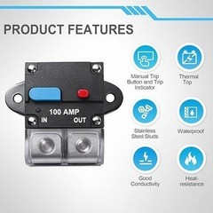 100 Amp Circuit Breaker Resettable Manual Reset Switch Button for Style: 100A