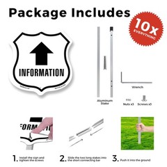 Information Up Shield Shaped Sign With Stake Weather Resistant Made in the USA