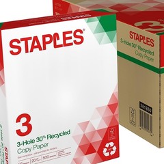 Recycled 8.5×11 Copy Paper, 20 lb, 3-Hole Punched, 500 Sheets/Ream, 10 Reams