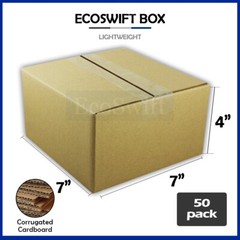 50 7x7x4 EcoSwift Cardboard Packing Moving Shipping Boxes Corrugated Box Cartons