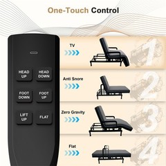 Electric Lift Bed for Seniors with OneTouch Backrest Lift & Wired Remote Control