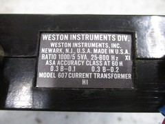Weston Current Transformer 607 Ratio 1000:5A 25-800Hz Used