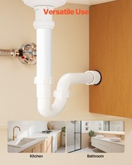 VEVOR P-Trap White Plastic P-Trap 1-1/2 in Kitchen Bathroom Sink Drain Plumbing