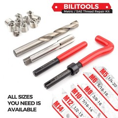 BILITOOLS M5x0.8 Thread Repair Kit, HSS Drill Helicoil M5 x 0.8, Metric