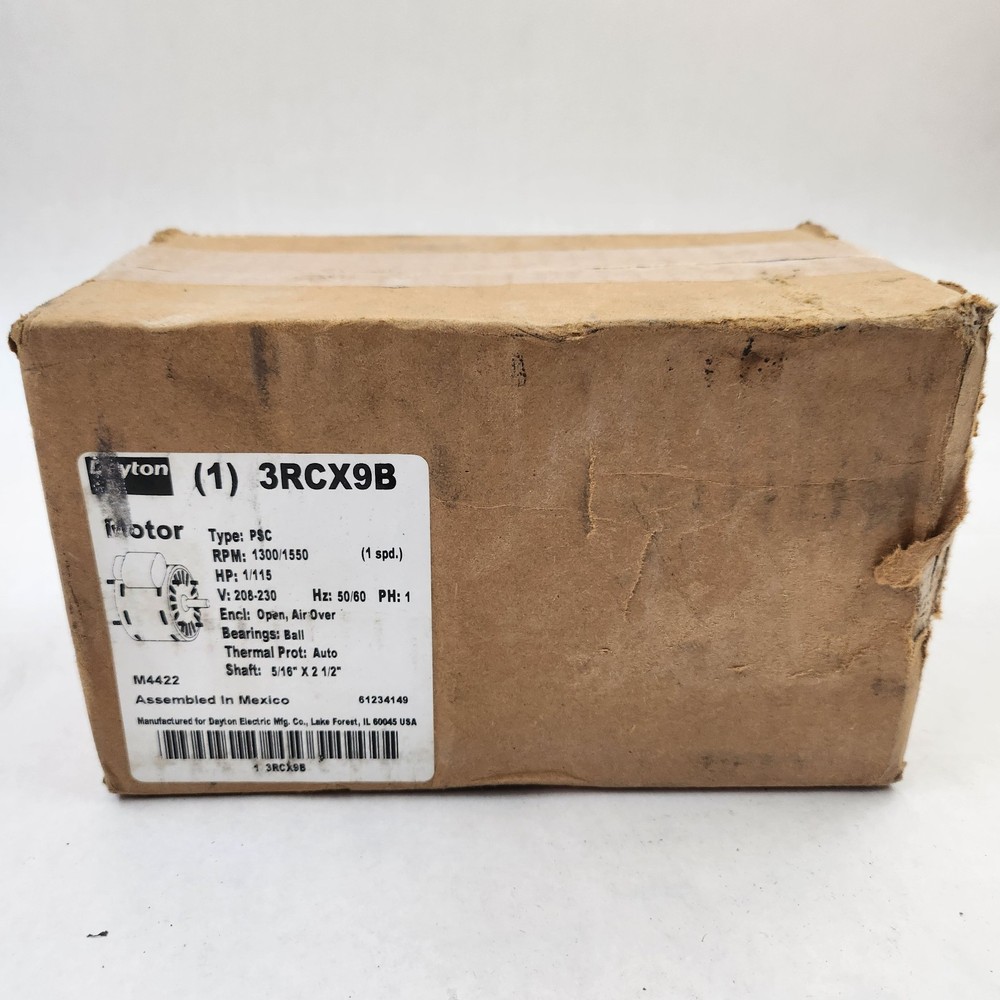 DAYTON HVAC 71903585 MOTOR 1/15 HP 208-230V 1300-1550 RPM 3RCX9B 5/16” Shaft