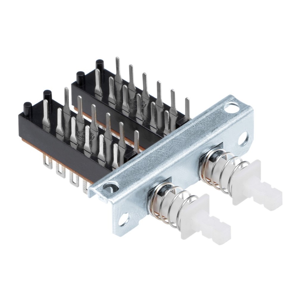 Interlock Push Button Switch Piano Type 4PDT 12 Pin 2 Rows