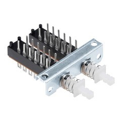 Interlock Push Button Switch Piano Type 4PDT 12 Pin 2 Rows