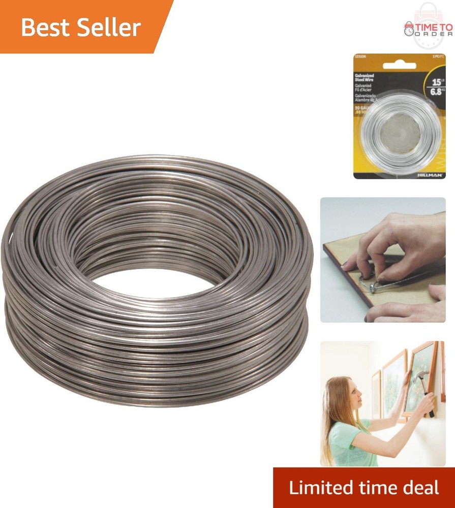 Steel Wire Rope Galvanized 20 Gauge 175ft Corrosion Resistant Holds 15lbs