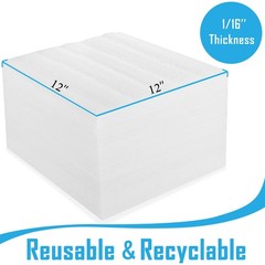 100 Pack Foam Sheets, 12″ x 12″, 1/16″ Thickness, Foam Wrap Cushioning Materi…