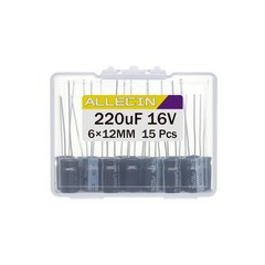 220uF 16V 6x12mm Electrolytic Capacitor 220 UF MFD 16 Volt 0.24×0.47in Alumin…
