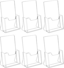 6 Pack Clear Large Brochure Holder With Business Card Flyer Stand AZM Displays