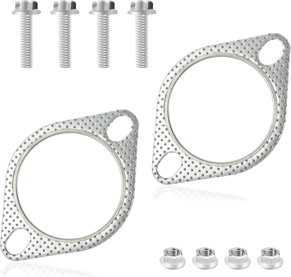 2PCS 2.5″ Exhaust Gasket Kit Include 4PCS Exhaust Bolts, 2-Bolt Color: 2.5inch