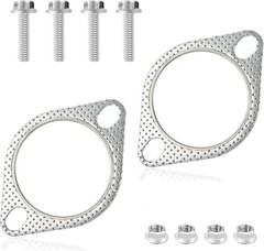 2PCS 2.5″ Exhaust Gasket Kit Include 4PCS Exhaust Bolts, 2-Bolt Color: 2.5inch