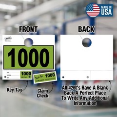 Versa-Tags 3000 Lime Green Automotive 3 Part Dispatch Numbers Mirror Hang Tags