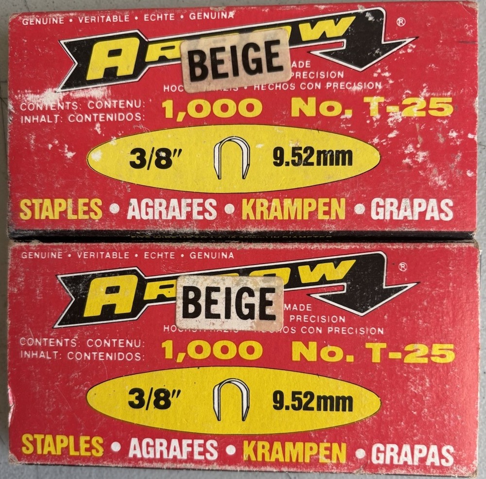 Arrow T25 Round Crown Staples 3/8″ 9.52mm Beige