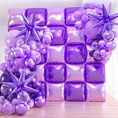 25+149pcs Double-Sided Purple Balloon Wall Kit – 25 Dark/Light Purple Foil Sq…