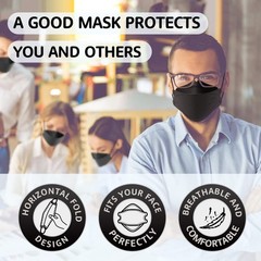50 Pack KN95 Face Masks, Breathable & Comfortable Disposable Masks, Black