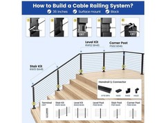 Muzata 1200 ft 1/8″ Black Stainless Steel Cable Railing System Hardware T316 New