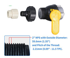 275 330 Gal IBC Tote Adapter 2 NPS Fine Thread x3/4 Male Garden Hose US