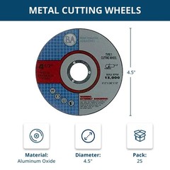 Benchmark Abrasives Grinder Cut Off Wheels 4 1/2 Inch Aluminum Oxide Thin Type 1