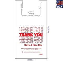 Thank You Plastic T-Shirt Bags 11.5×6.5×21 for Grocery Retail Shopping 100 pack