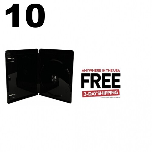 10 PREMIUM GLOSSY Black Blu-Ray Single DVD Cases 14MM **1-3 DAYS