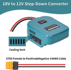 18V to 12V Step-Down Adapter for Makita 18V Battery Power Converter Wheel, DC 12